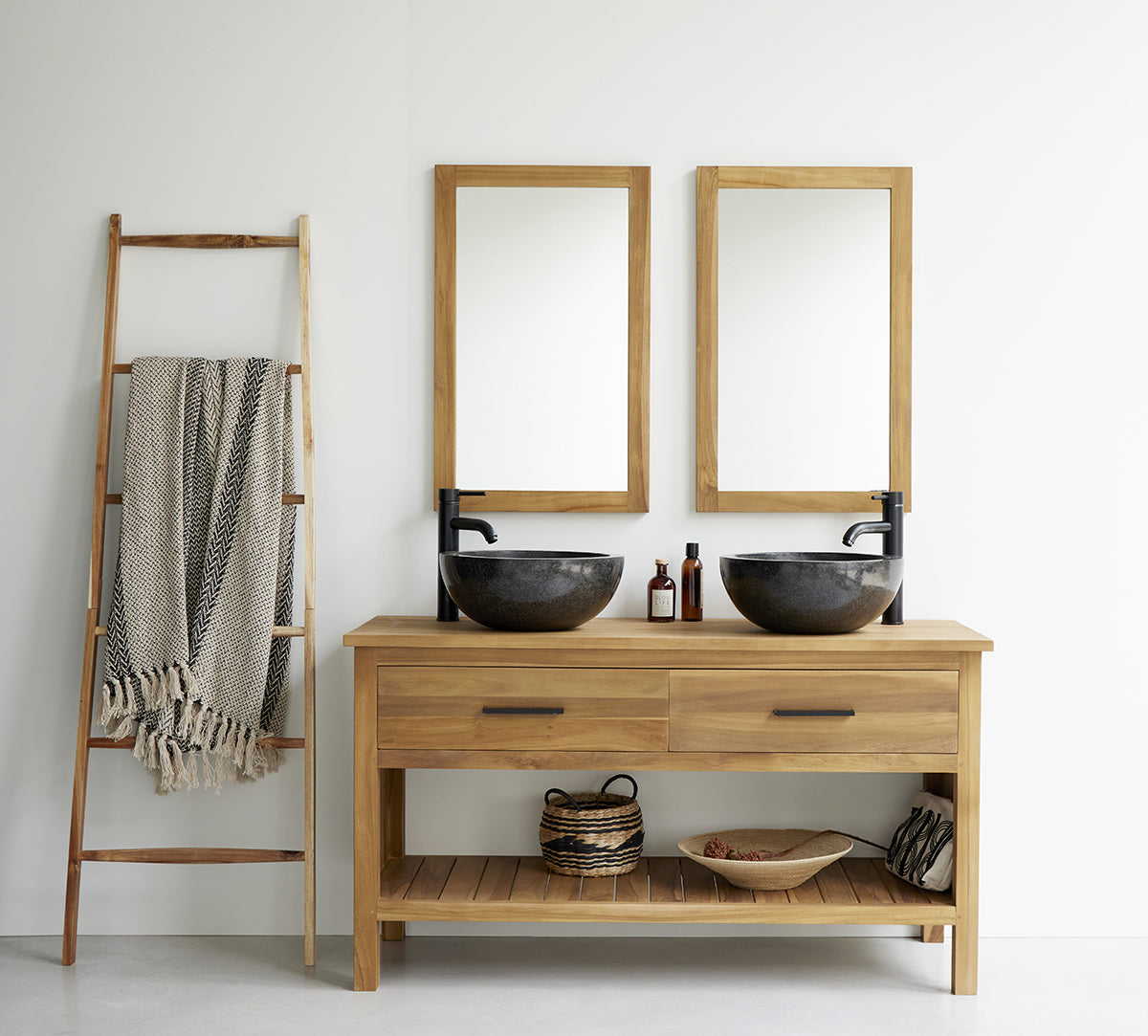 Specchio rettangolare in teak massello 80x50 cm