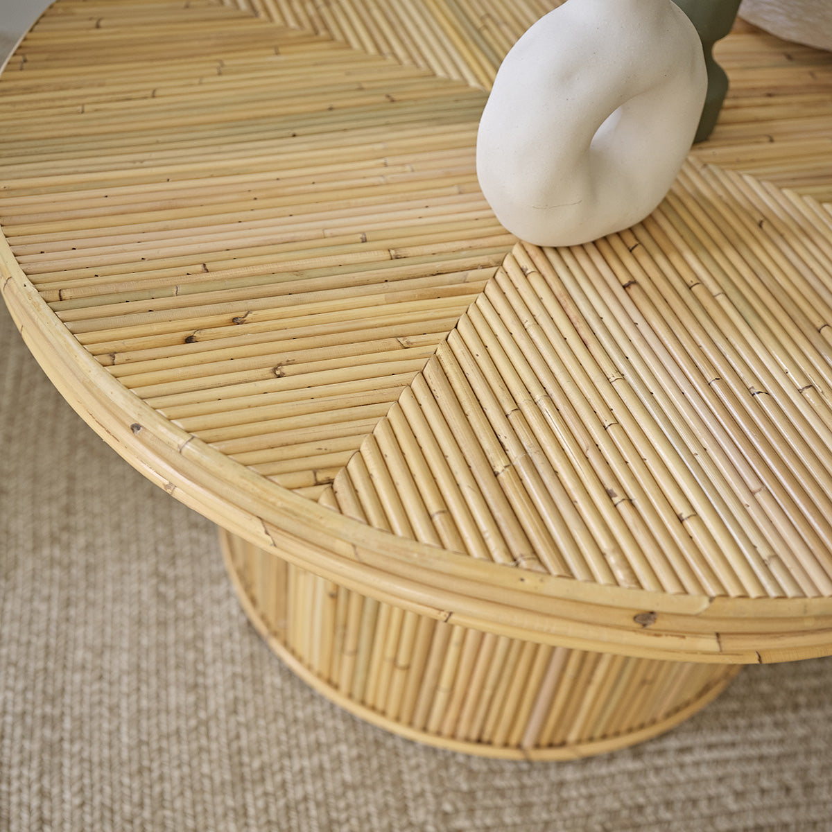 ALMA - Tavolino in cannage di rattan Ø 80 cm