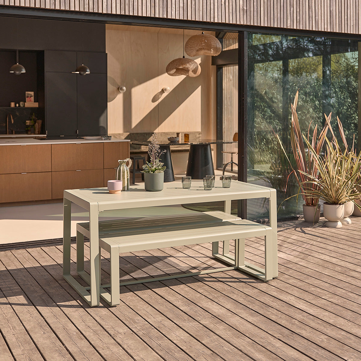 SÉLÈNE - Salotto da giardino in alluminio verde 4/6 pers.