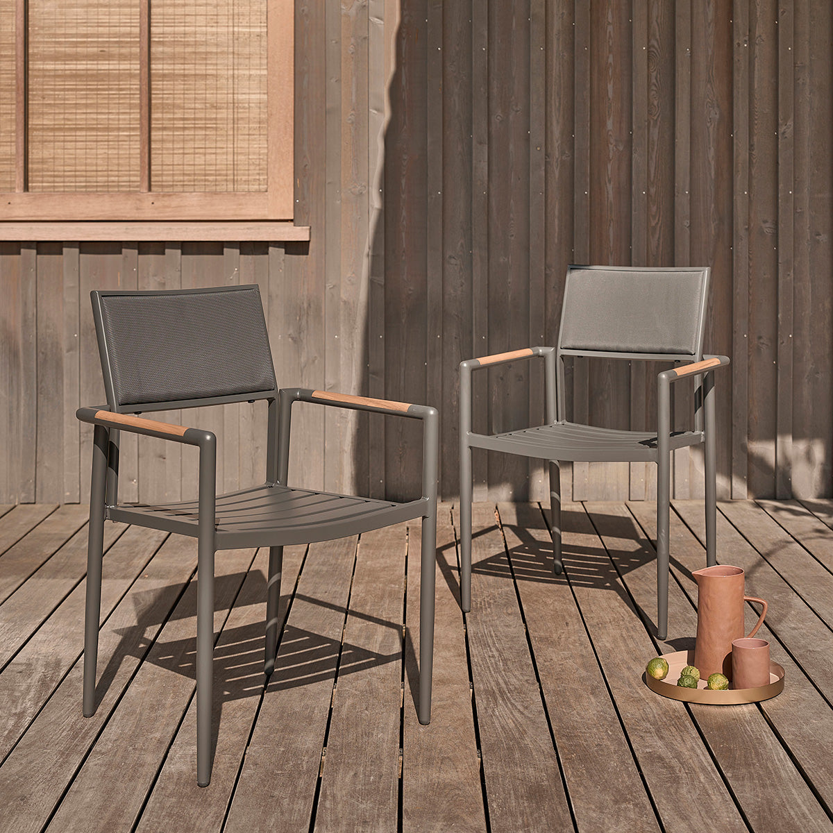 SIENA - Poltrona da giardino in teak massiccio e alluminio (set di 2)