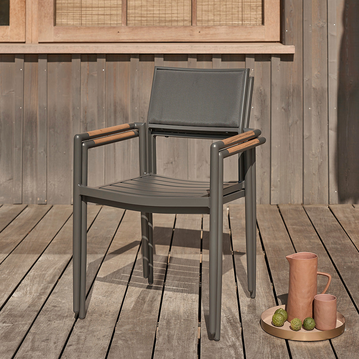 SIENA - Poltrona da giardino in teak massiccio e alluminio (set di 2)