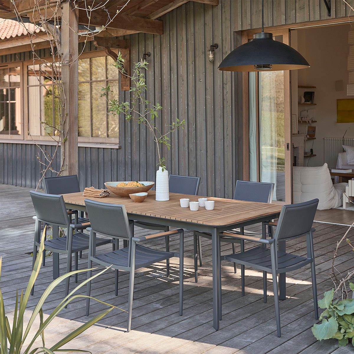 SIENA - Poltrona da giardino in teak massiccio e alluminio (set di 2)