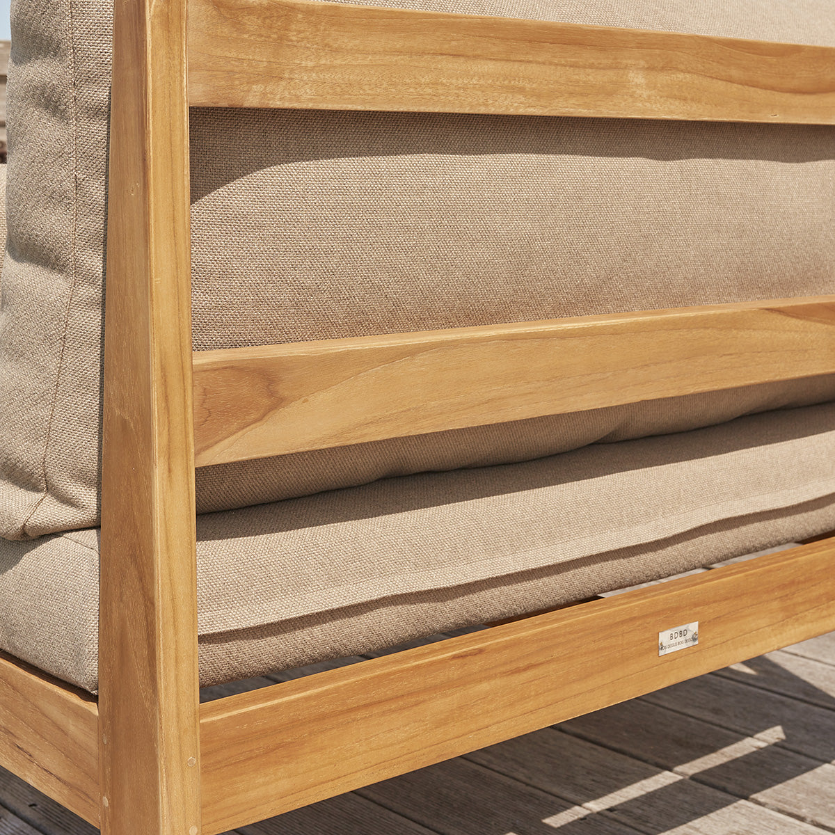 PALMA - Divano da giardino in teak massello color tortora