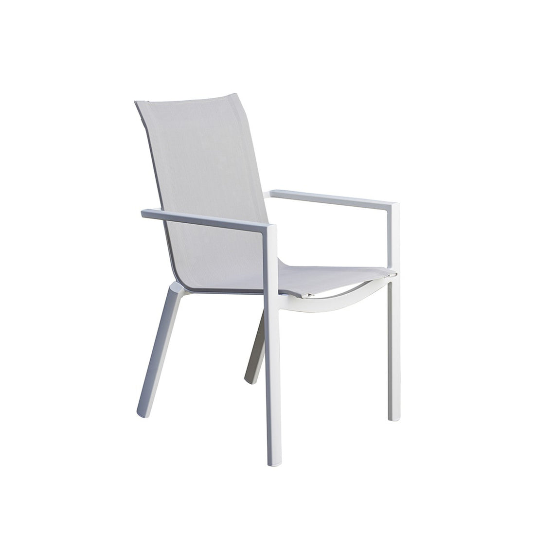TULUM - Poltrona da giardino in alluminio bianco e textilene grigio