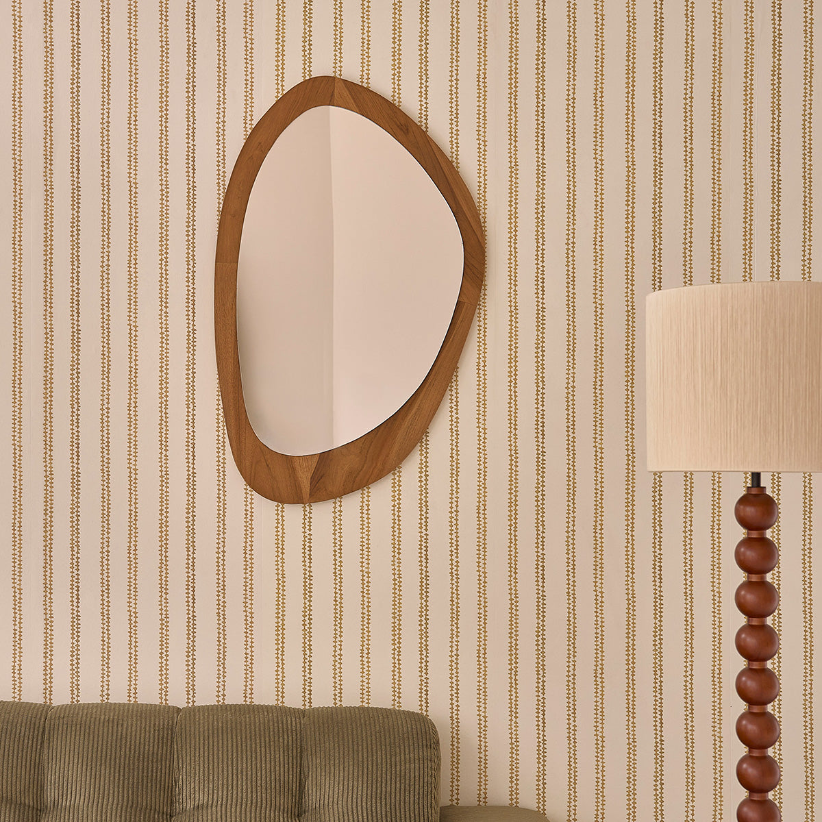 ADELE - Specchio organico in legno di teak 90x60 cm