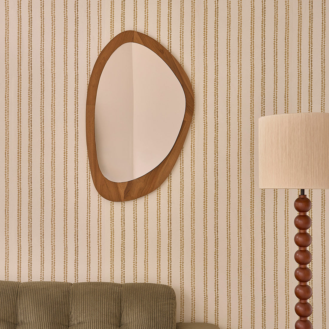 ADELE - Specchio organico in legno di teak 90x60 cm