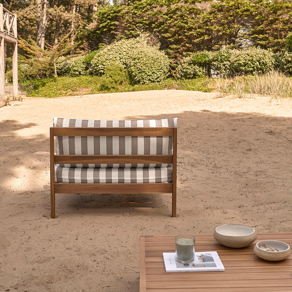 PALMA - Poltrona da giardino in teak massello a righe
