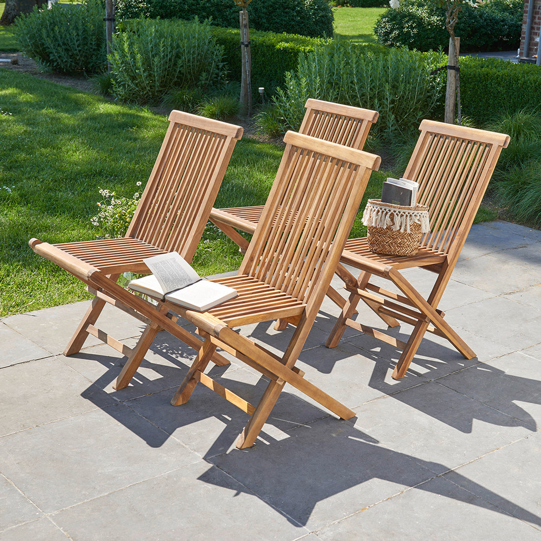 BALI - Sedia da giardino pieghevole in teak massello oliato (set di 4)