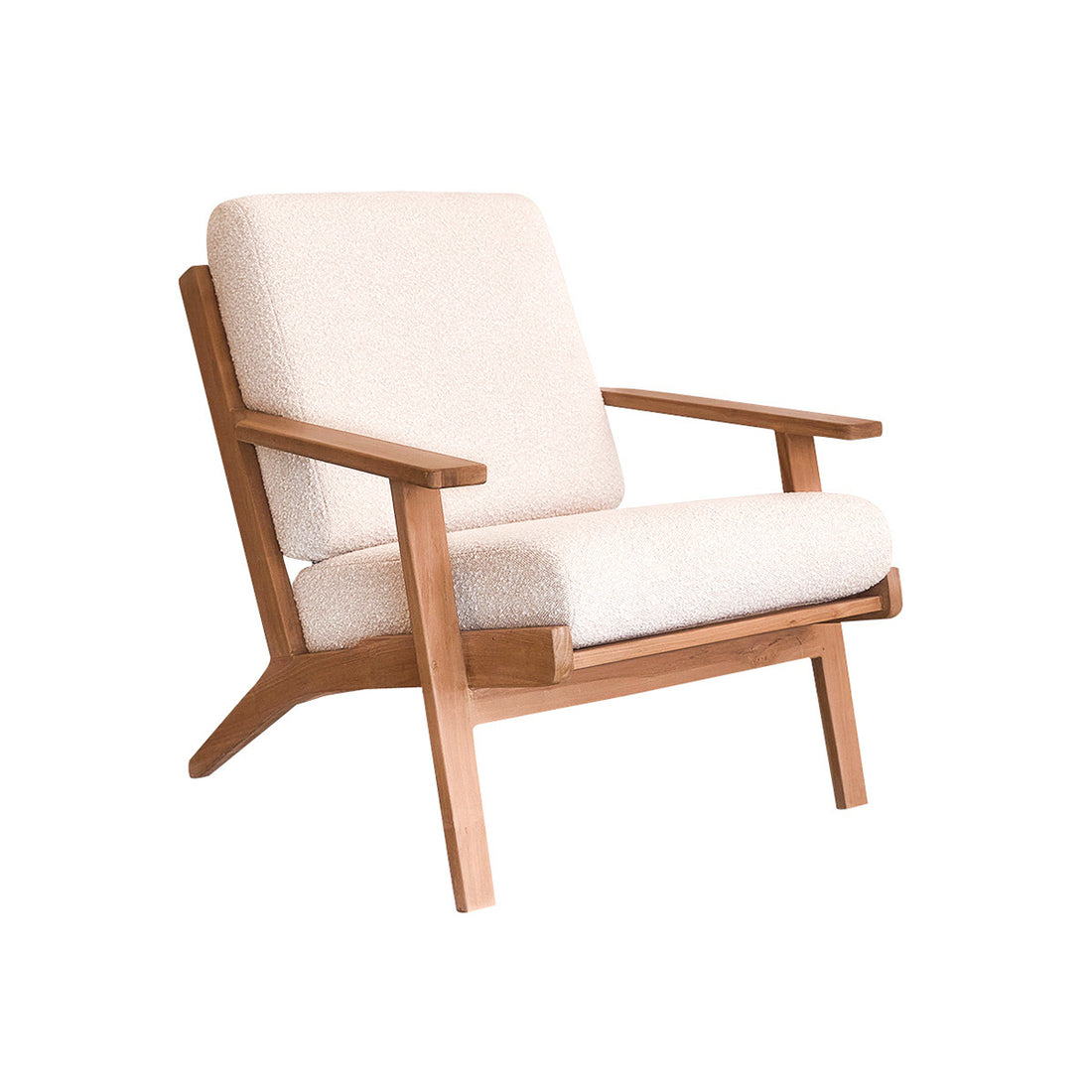 SERENE - Poltrona in teak massello con tessuto bouclé