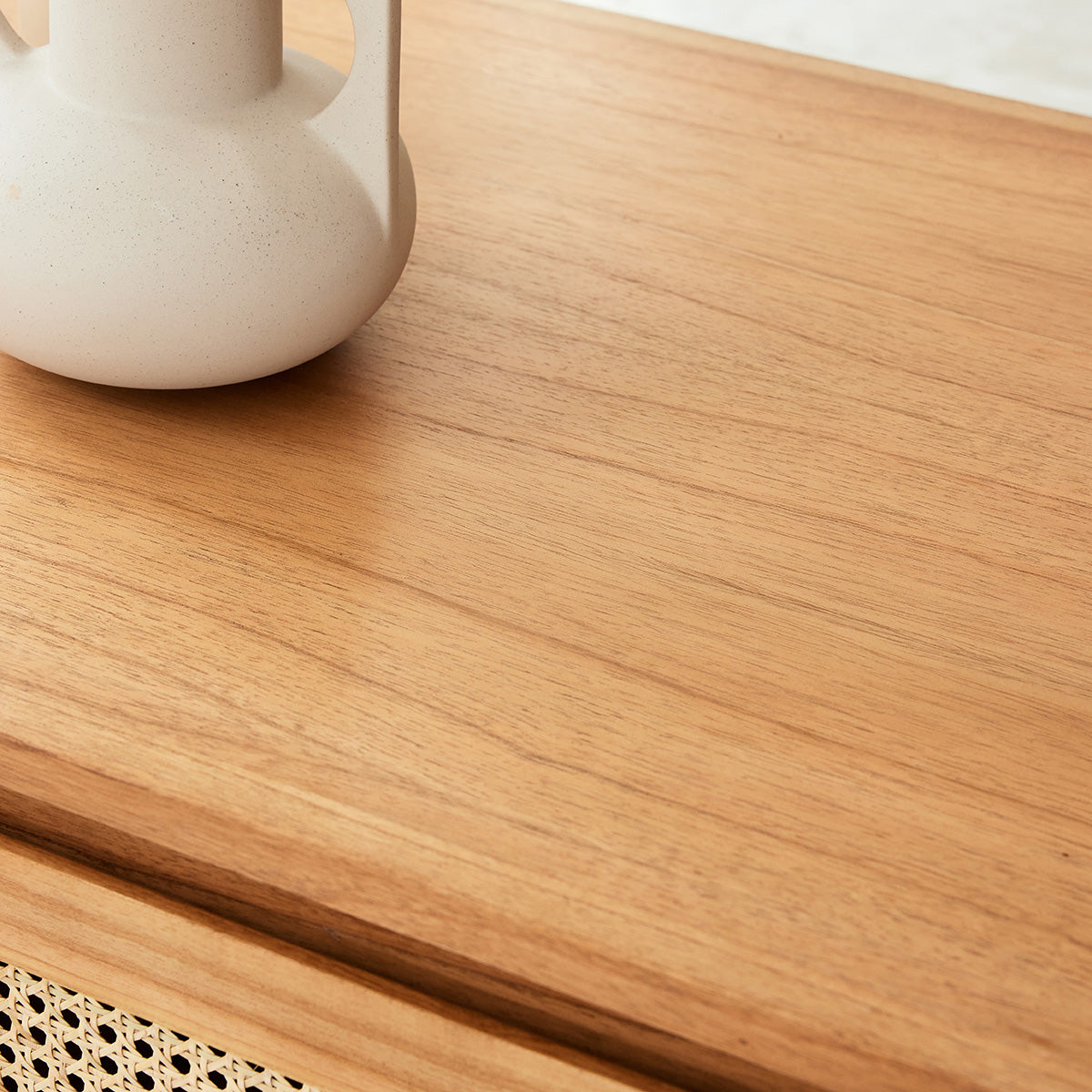 ISÉE - Tavolino in mindi massello e cannage 110 cm