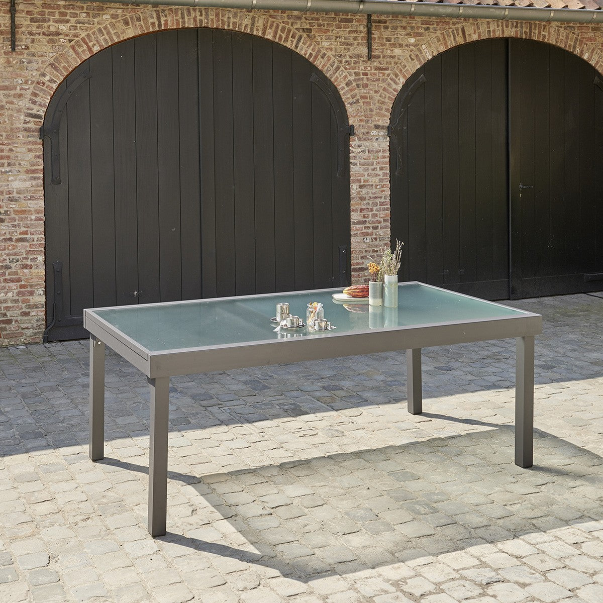 MODULO - Tavolo da giardino allungabile in alluminio grigio 8/12 pers.