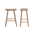 Set di 2 sgabelli da bar in teak massello e velluto écru 65 cm