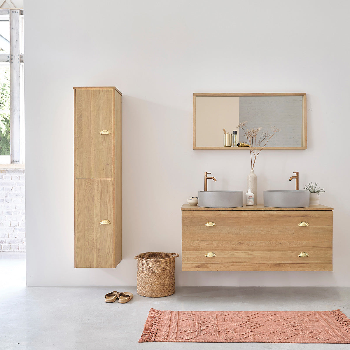 MARGAUX - Specchio rettangolare in rovere massello 100x50 cm