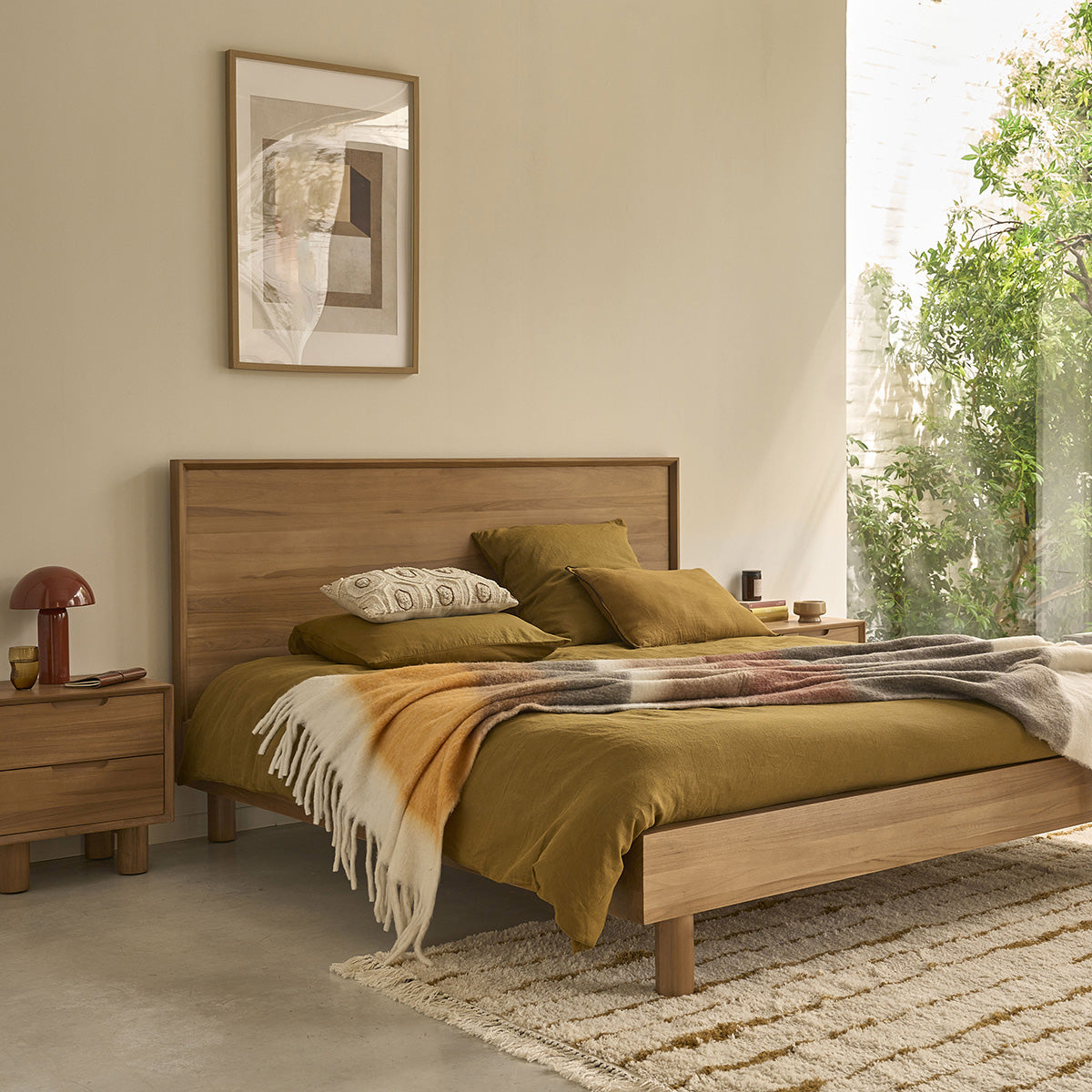 Collezione Gustave - Letto in teak massiccio da 180 cm con rete