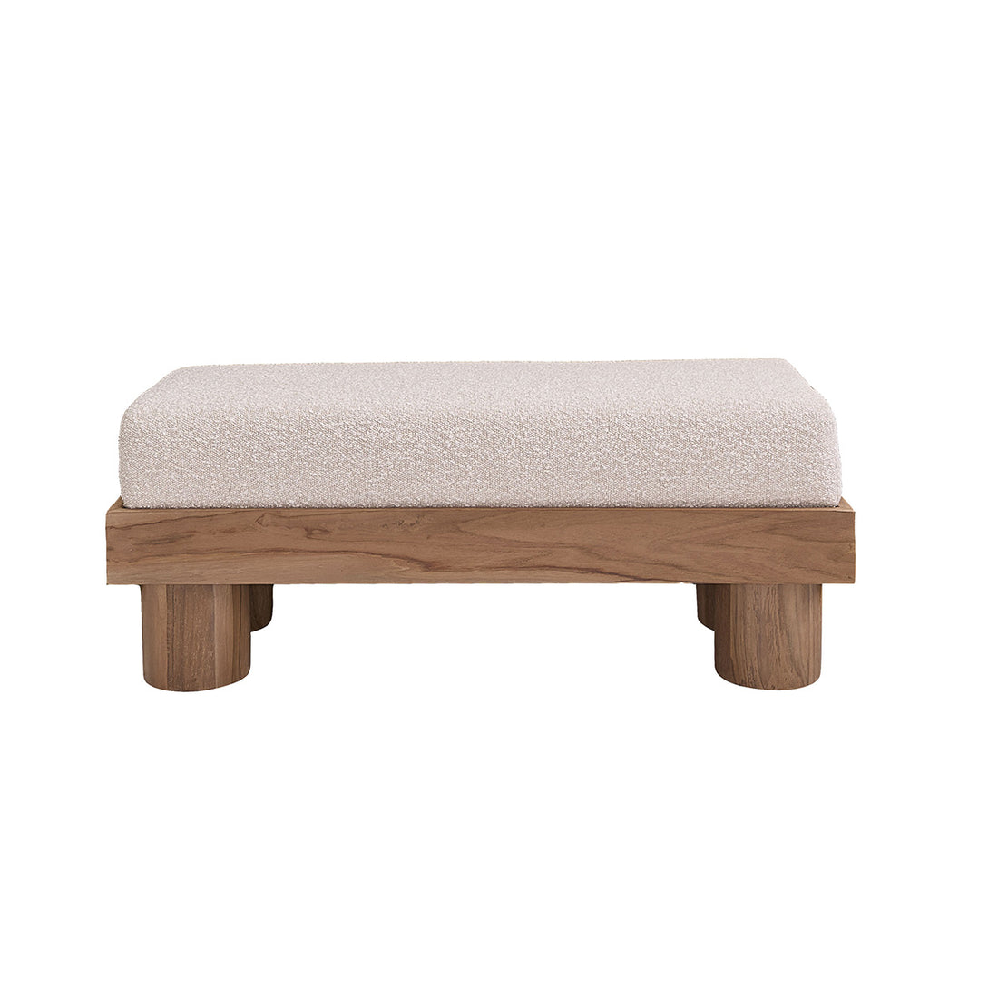 THÉODORE - Panca in teak massello e tessuto bouclé 100 cm