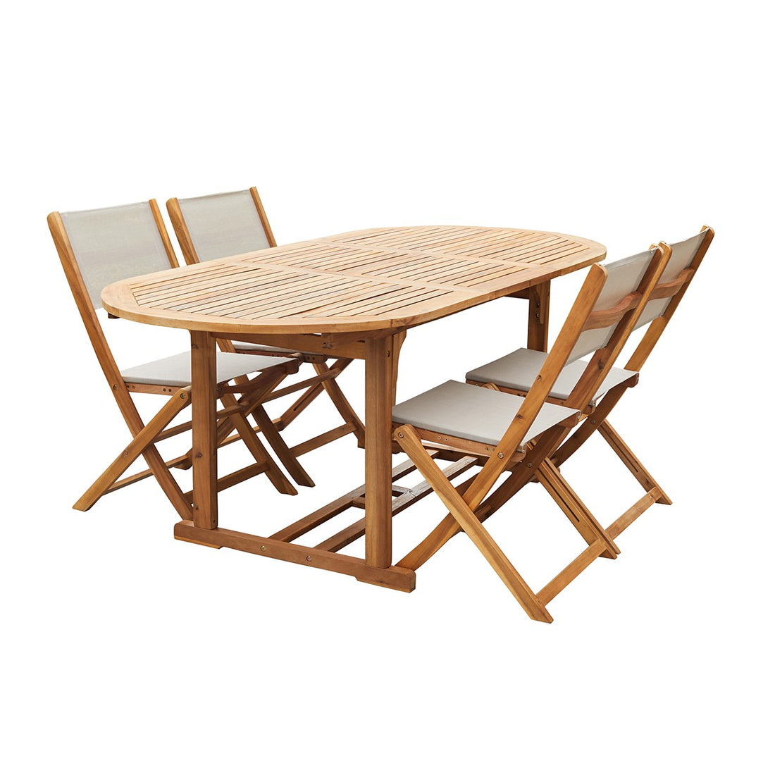 HANOÏ - Set di mobili da giardino in legno massello di acacia e textilene grigio 4 pers.