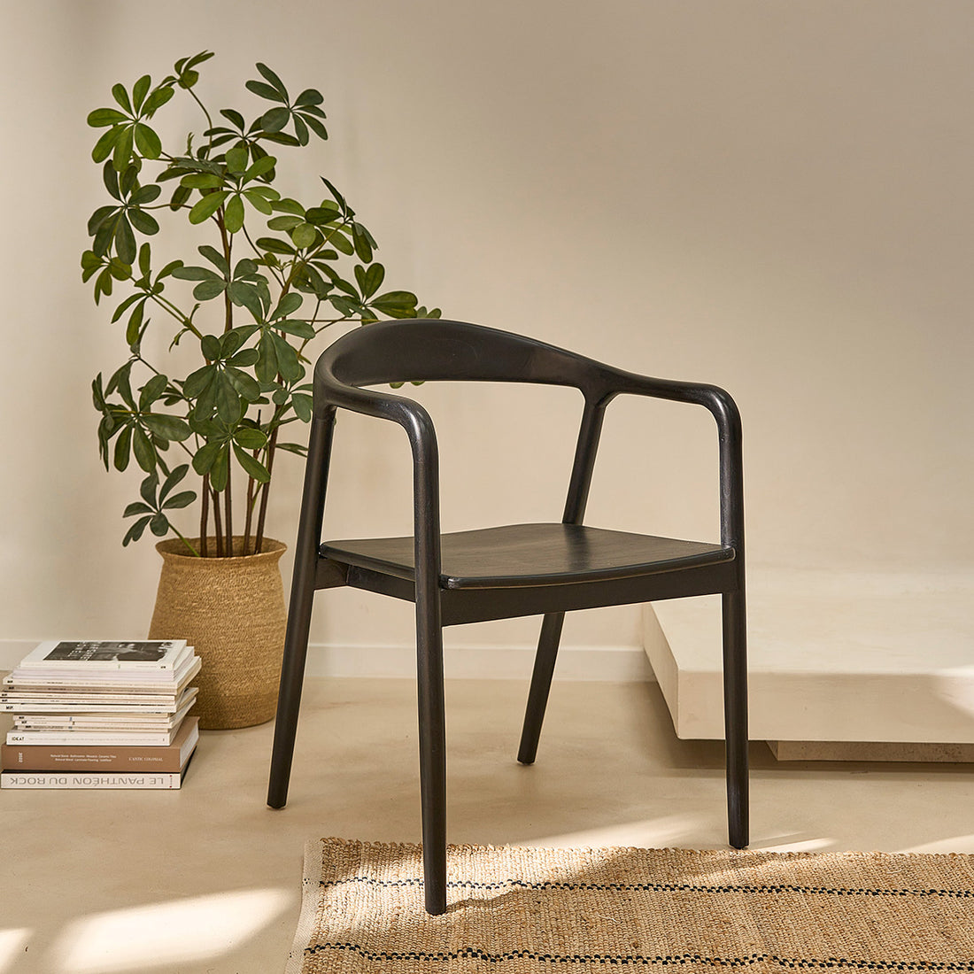 AMBRE - Sedia in teak massello nero