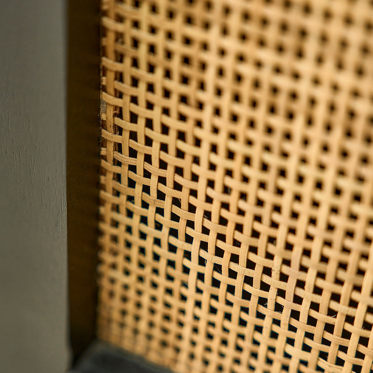 BLAISE - Mobile TV in mango massello nero e midollino 140 cm