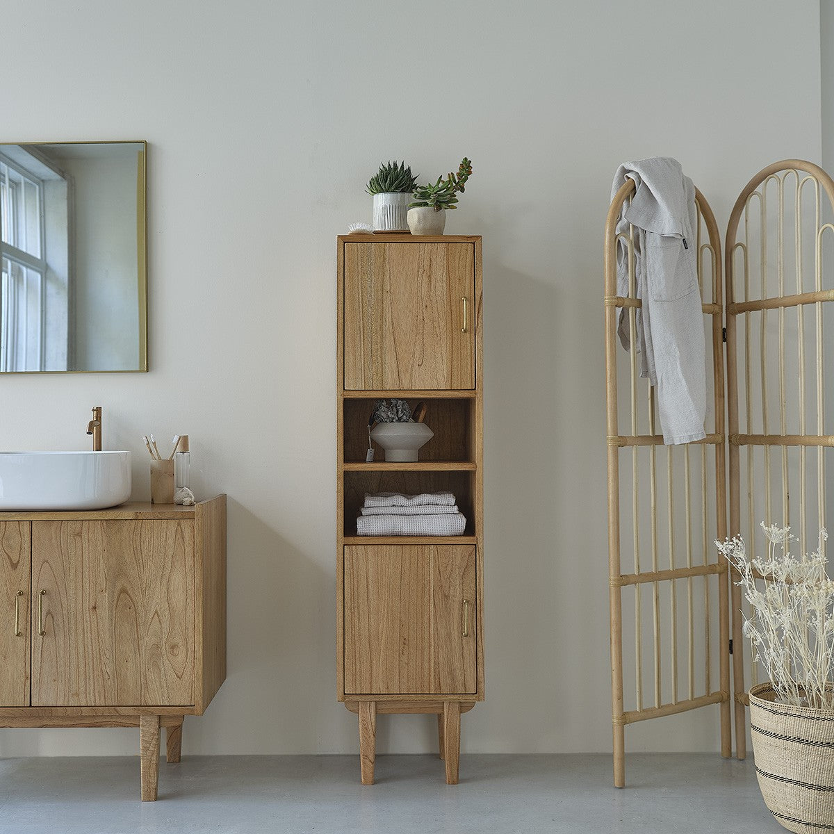 FIFTIES - Colonna da bagno in mindi massello 150 cm