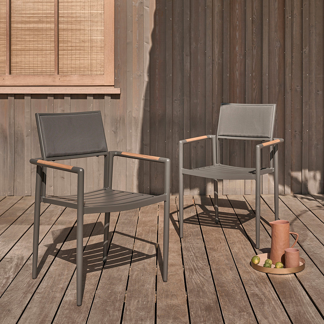 SIENA - Poltrona da giardino in teak massiccio e alluminio (set di 2)