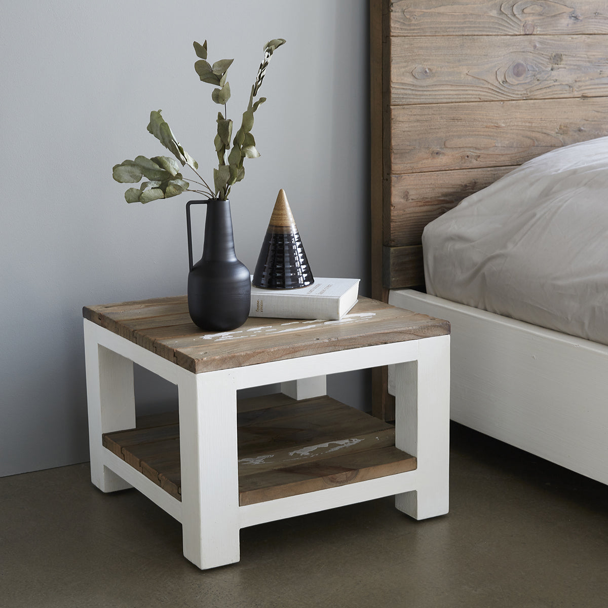 HONFLEUR - Comodino in legno massello riciclato 30 cm