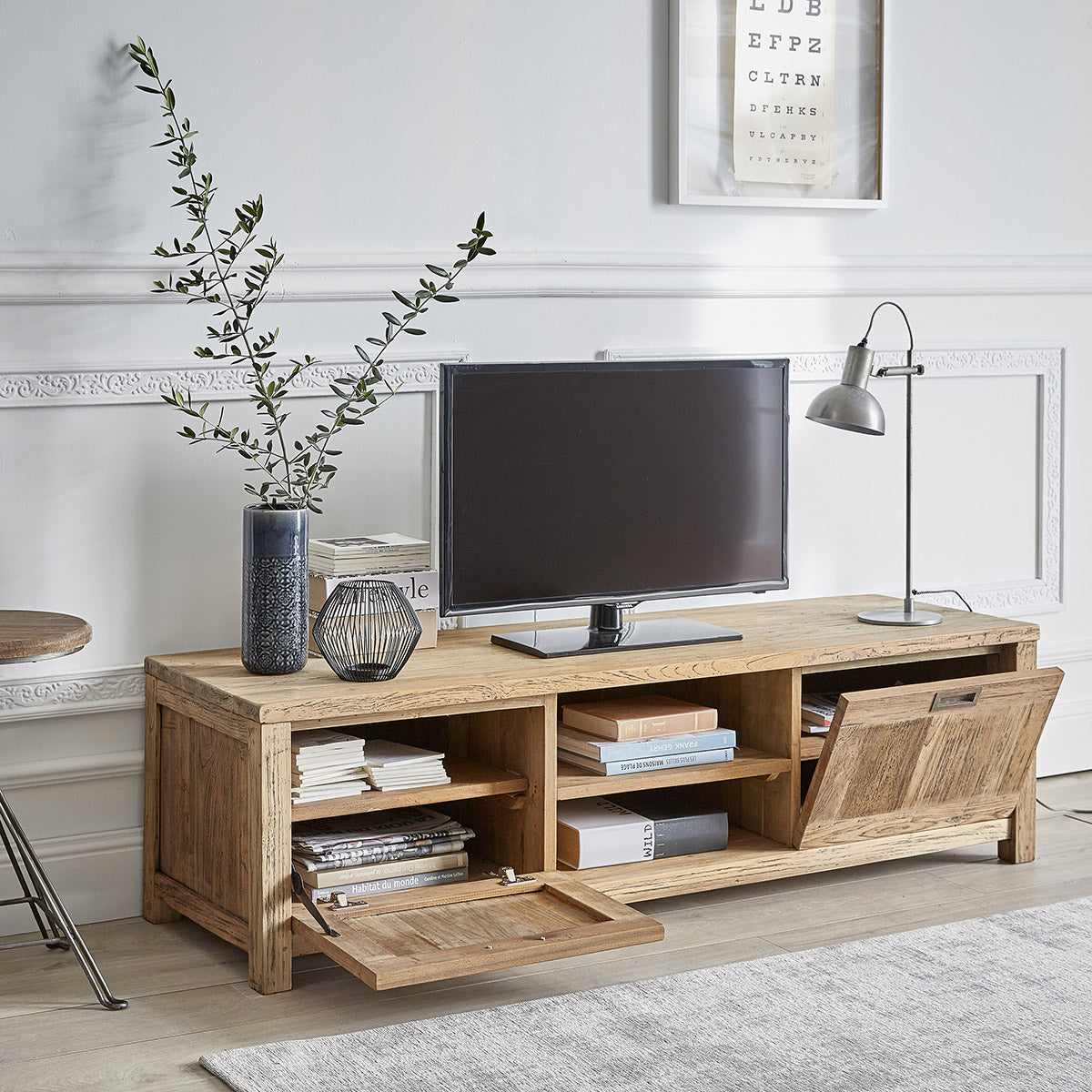 CARGO - Mobile TV in teak massello riciclato 160 cm