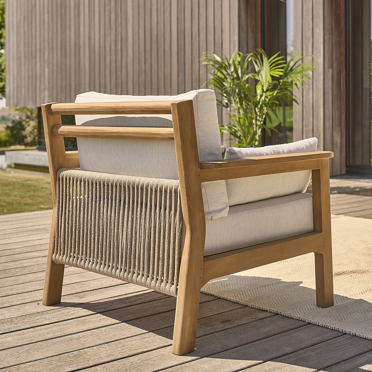 MAORA - Poltrona da giardino in teak massello con cuscini