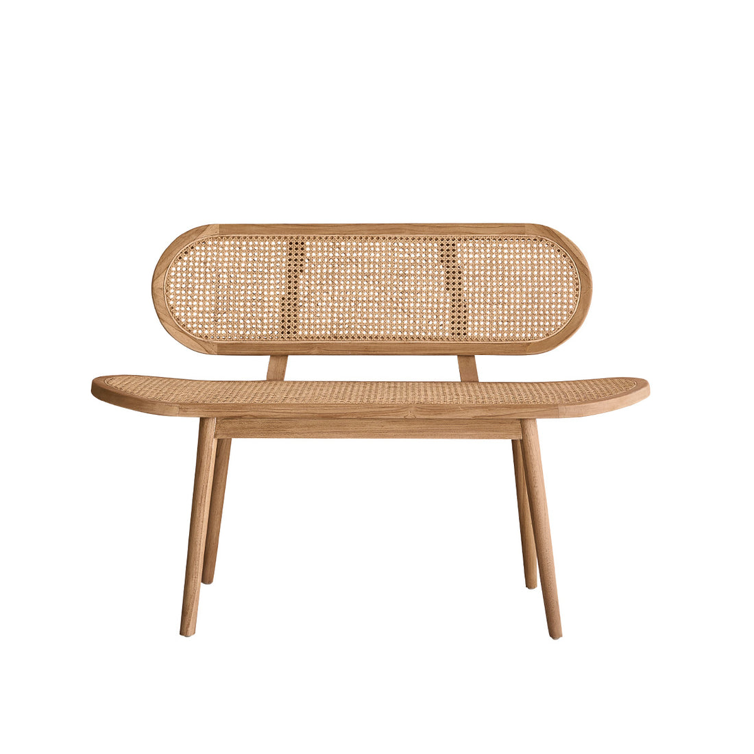 LOÉ - Panchina in teak massello e midollino 120 cm