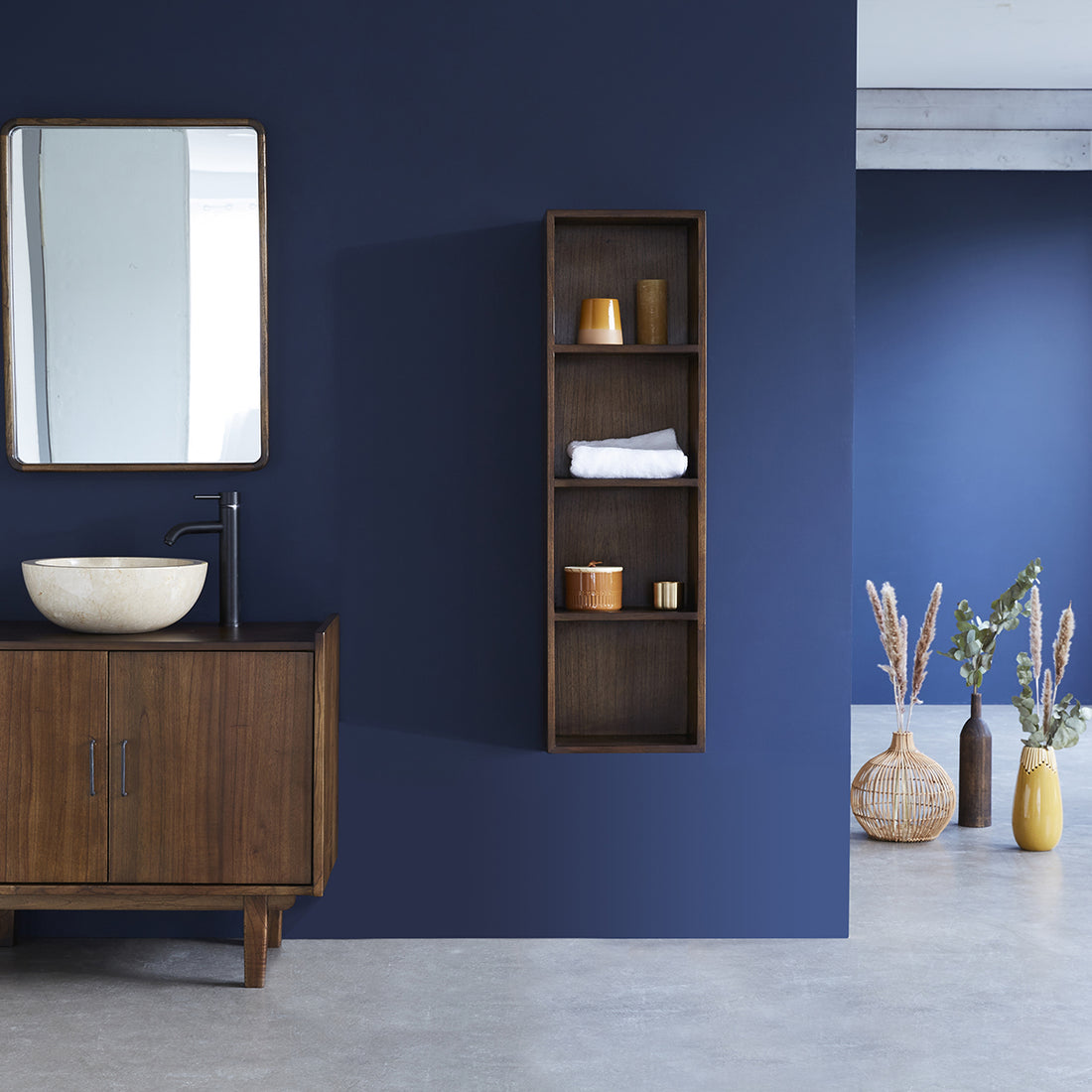 VINTAGE - Colonna da bagno in mindi massello sospesa 120 cm