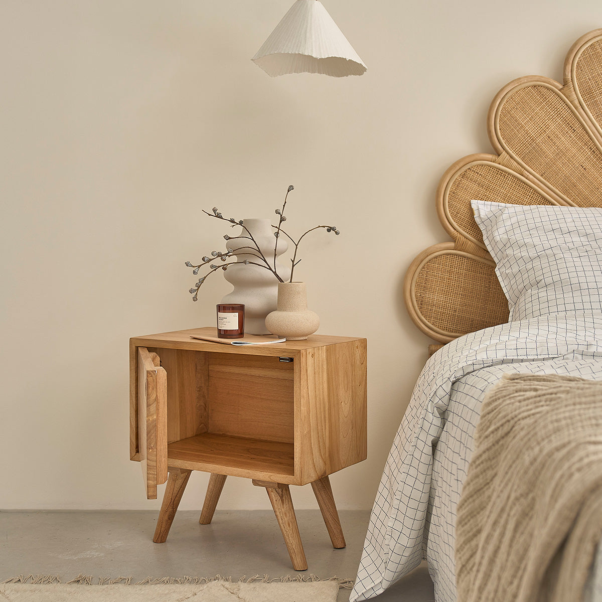 SACHA - Comodino in mindi massello 50 cm