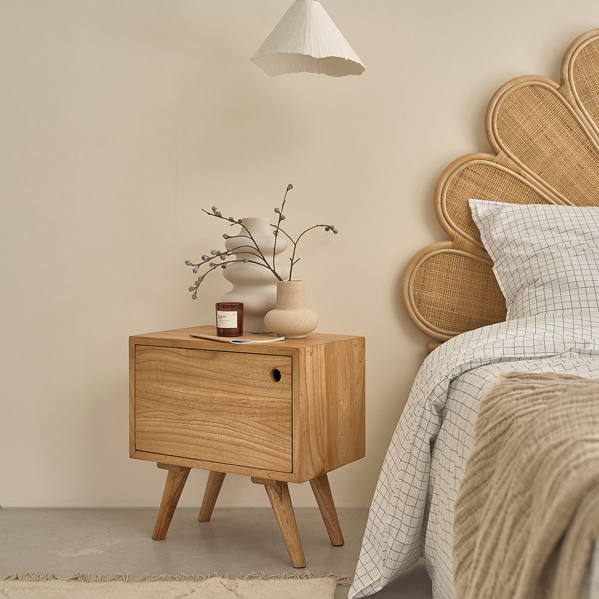 SACHA - Comodino in mindi massello 50 cm