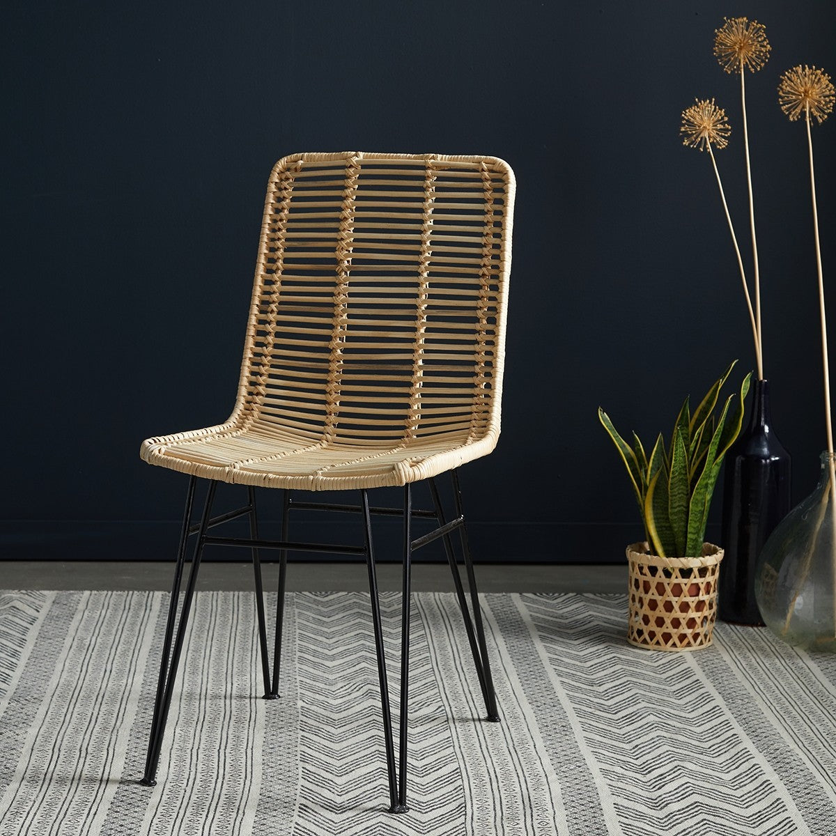 BOHEMA - Set di 2 sedie in rattan e metallo