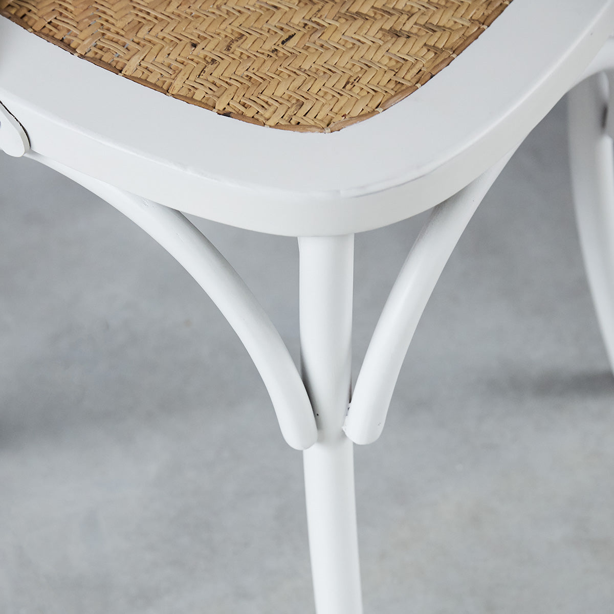 LONDRES - Sedia bistrot in mogano massello e rattan bianco