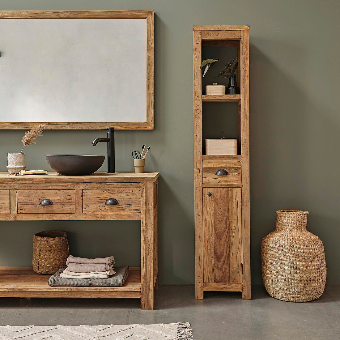 AUSTIN - Colonna in teak massello riciclato 170 cm