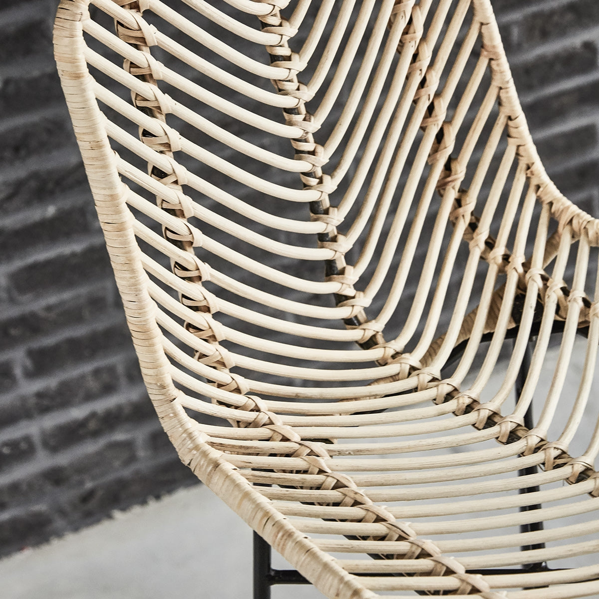 BOHEMA - Sgabello da bar in metallo e rattan