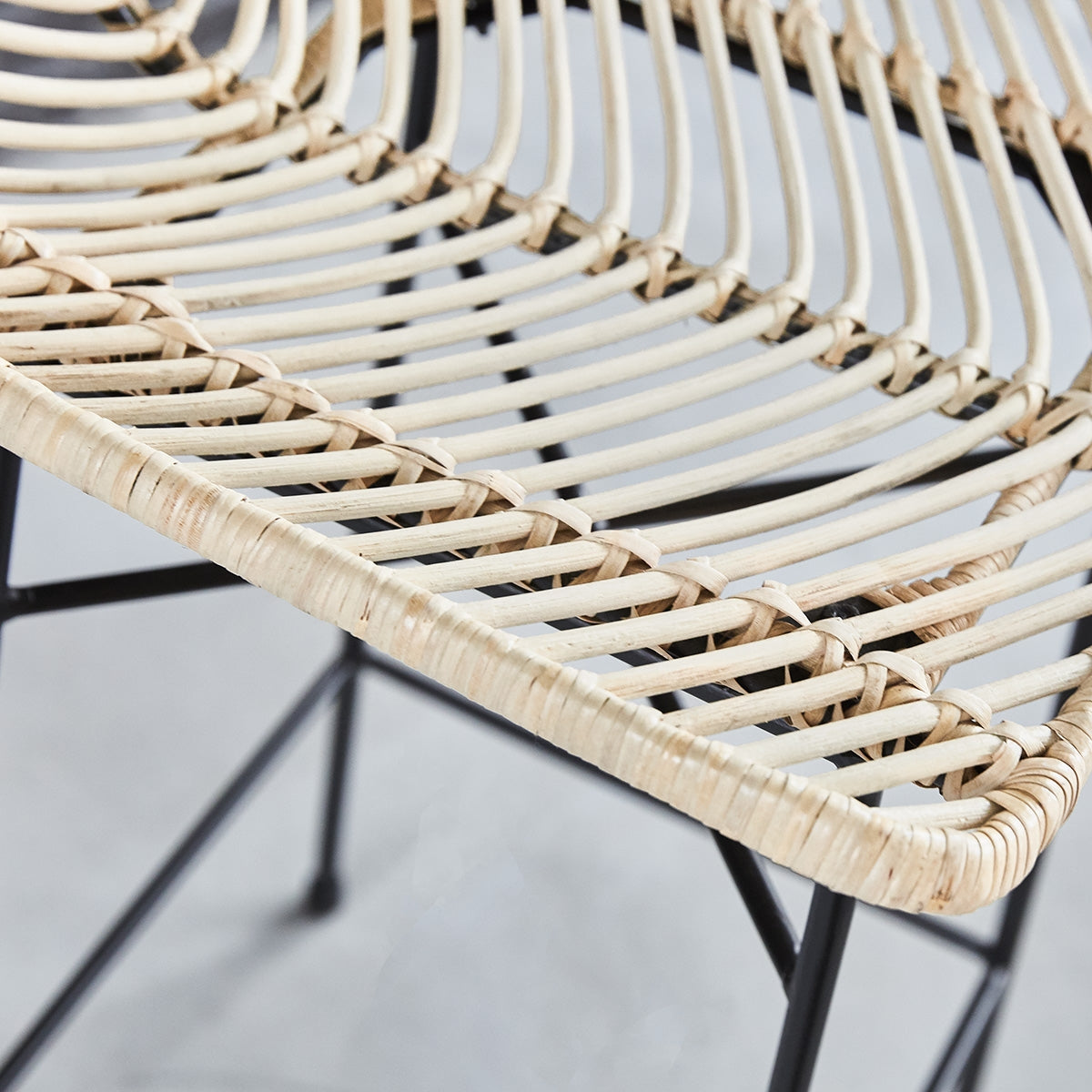 BOHEMA - Set di 2 sgabelli da bar in metallo e rattan