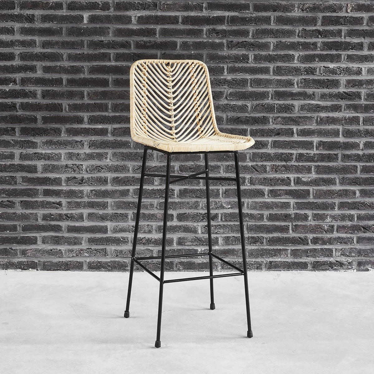 BOHEMA - Set di 2 sgabelli da bar in metallo e rattan