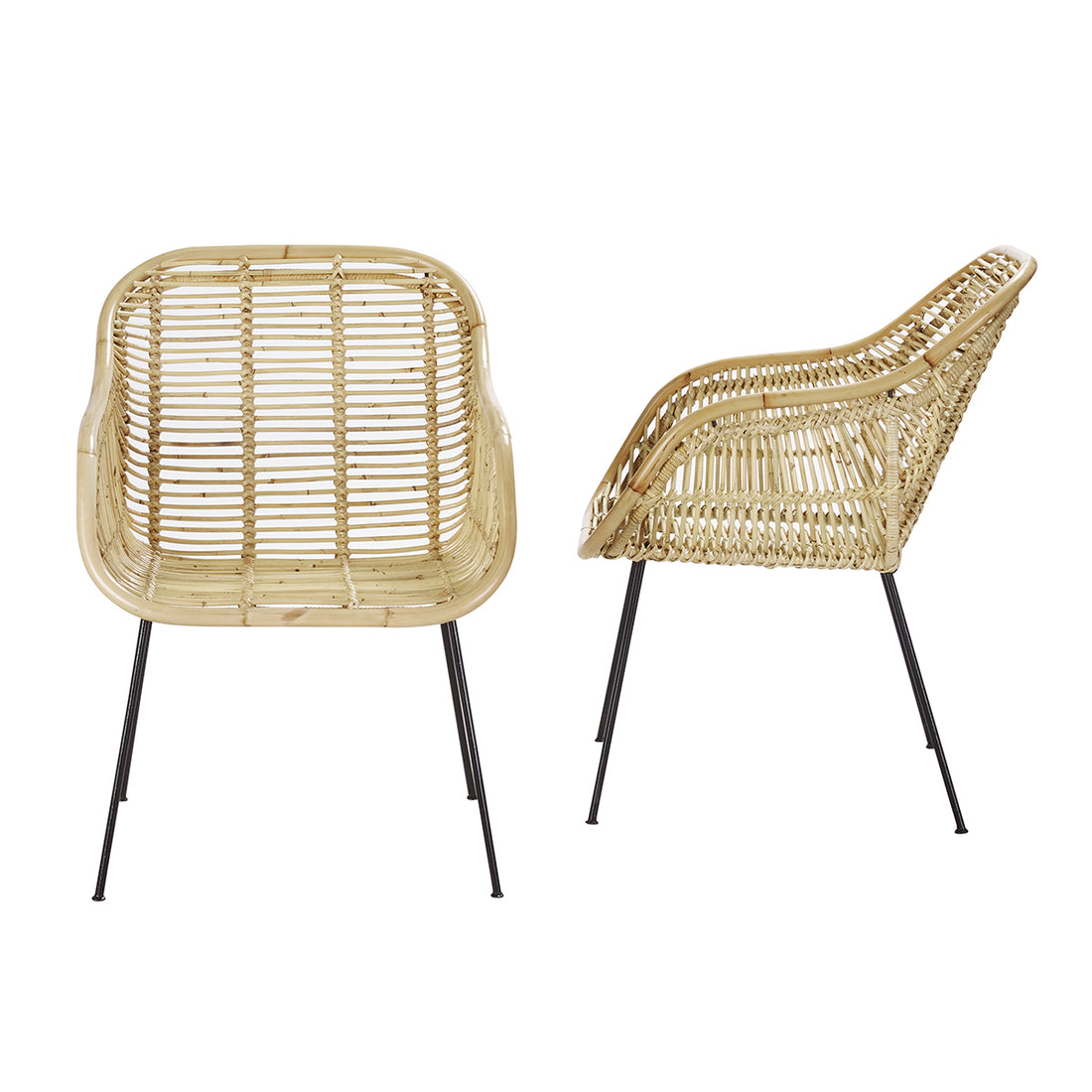 BOHEMA - Set di 2 poltrone in rattan e metallo