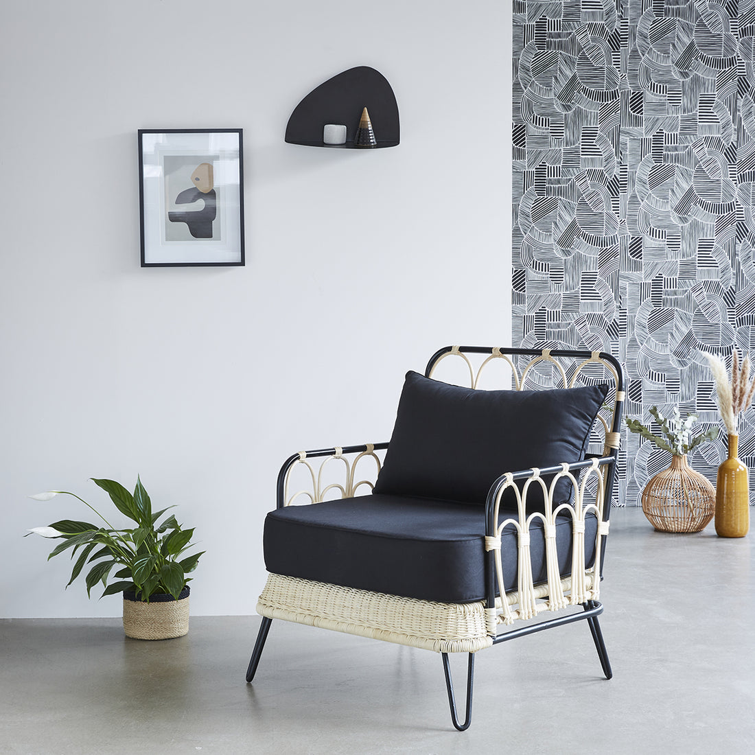 ALBANE - Poltrona in rattan e metallo