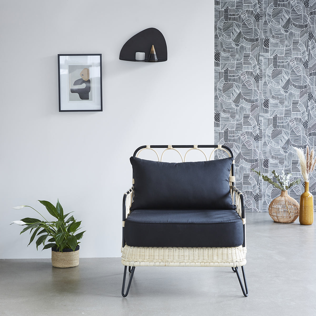 ALBANE - Poltrona in rattan e metallo