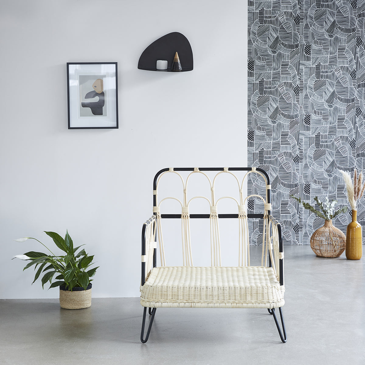 ALBANE - Poltrona in rattan e metallo