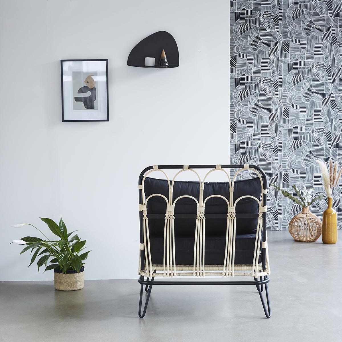 ALBANE - Poltrona in rattan e metallo