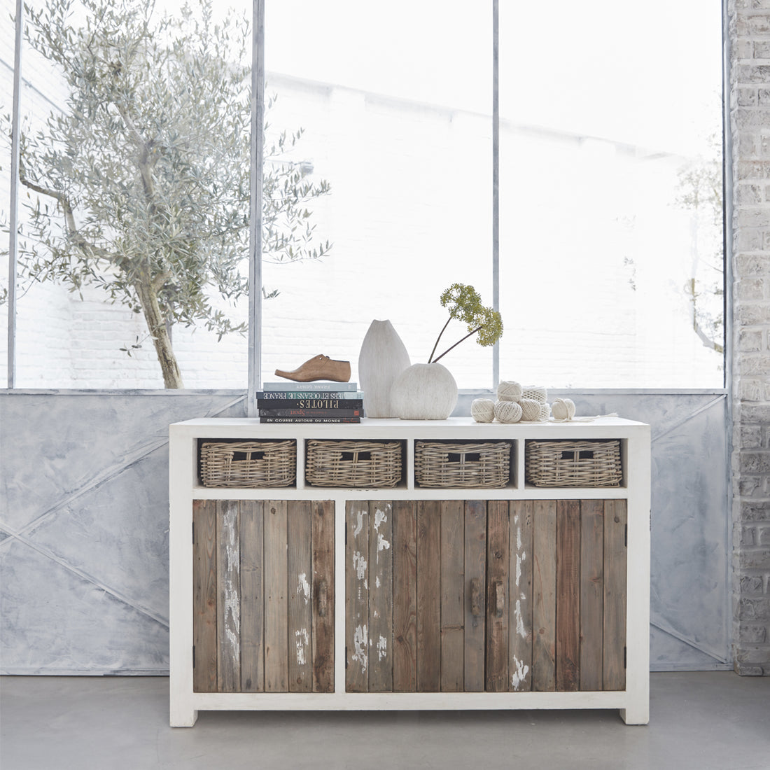 HONFLEUR - Credenza in legno massello riciclato 145 cm