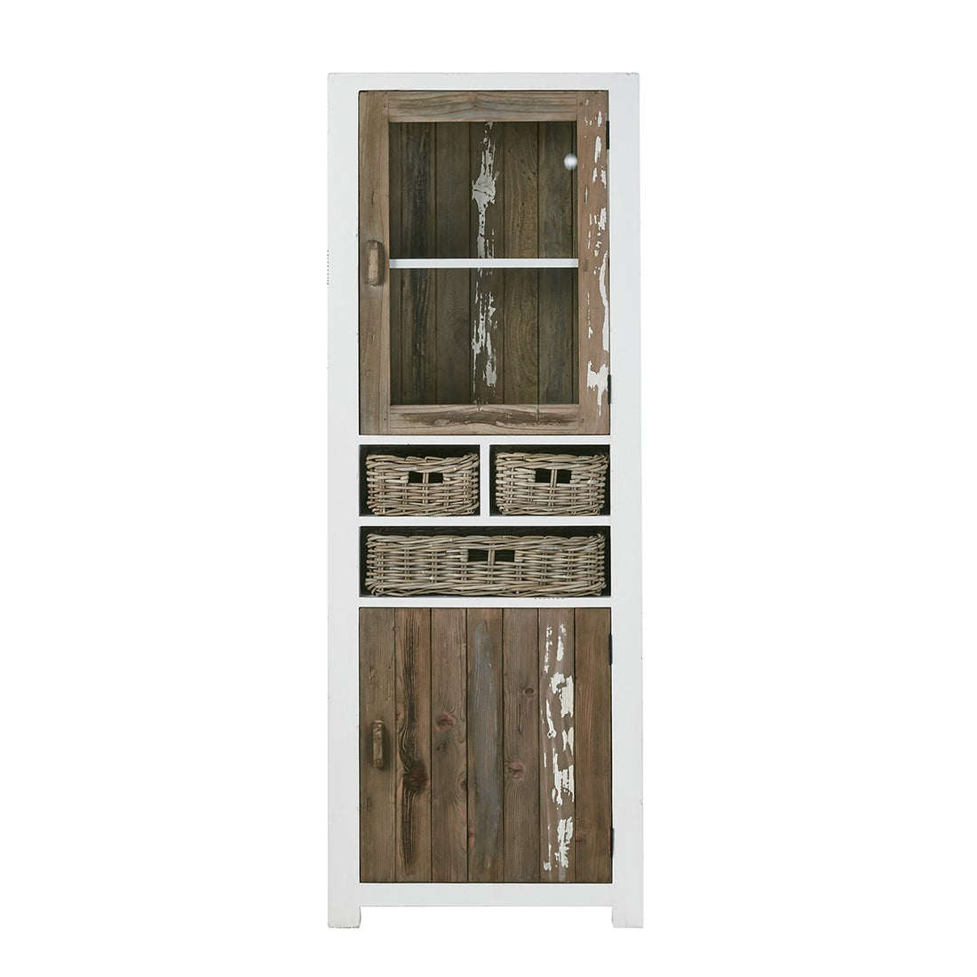 ATLANTIC - Vetrinetta in legno massello riciclato 70 cm