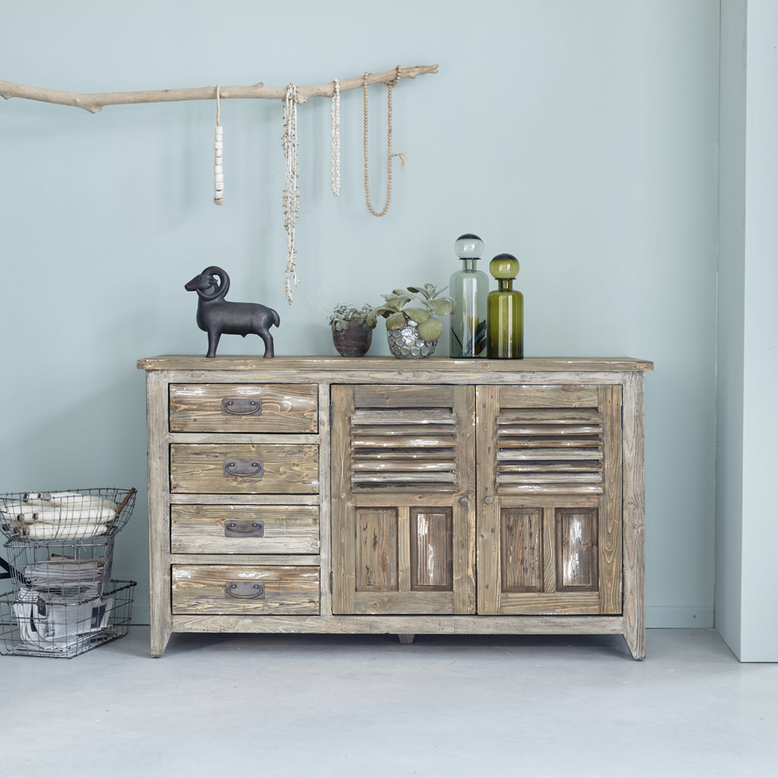 VICTOR - Credenza in legno massello riciclato 140 cm