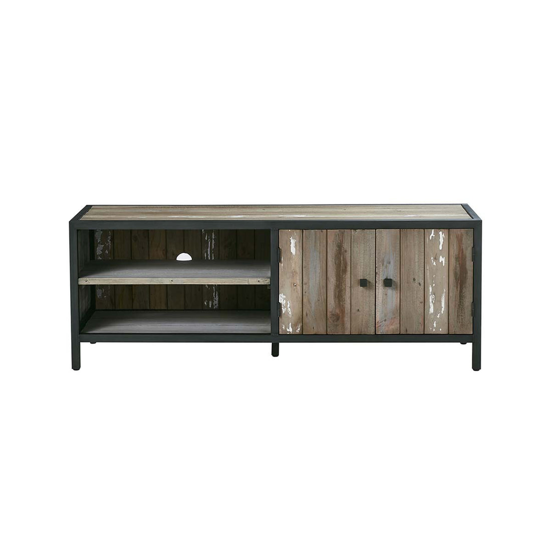 INDUS - Mobile porta TV in legno massello riciclato e metallo 150 cm