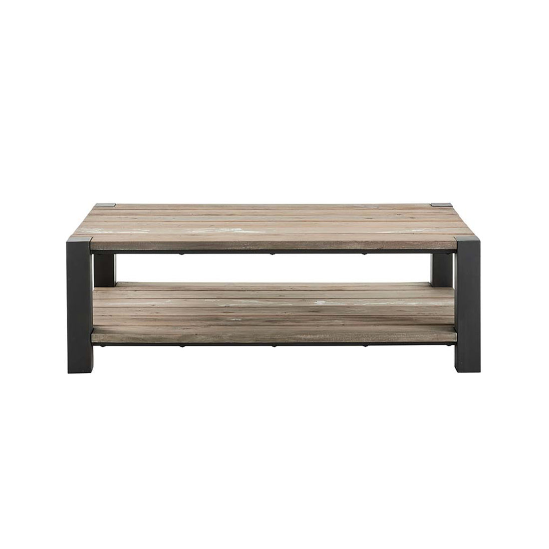 INDUS - Tavolino in legno massello riciclato e metallo 140 cm