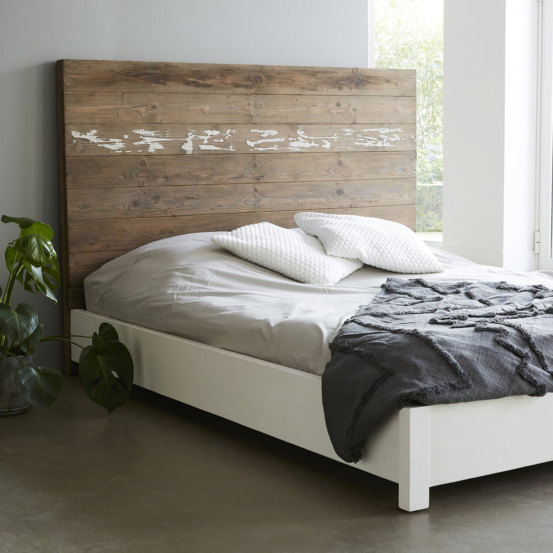 HONFLEUR - Letto in legno massello riciclato 160 cm con rete