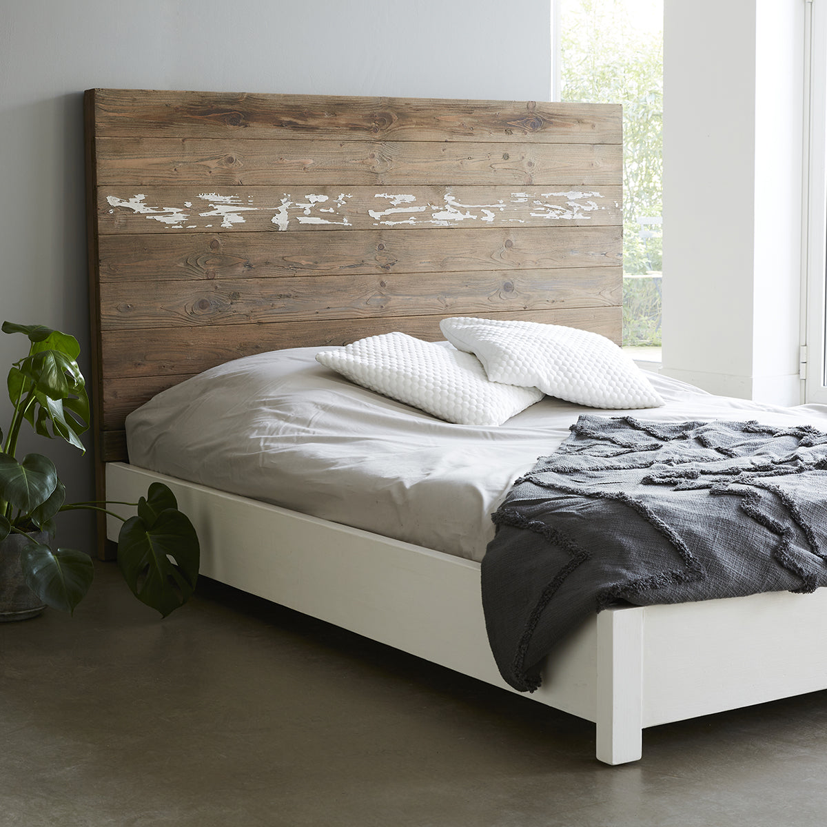 HONFLEUR - Letto in legno massello riciclato 160 cm con rete
