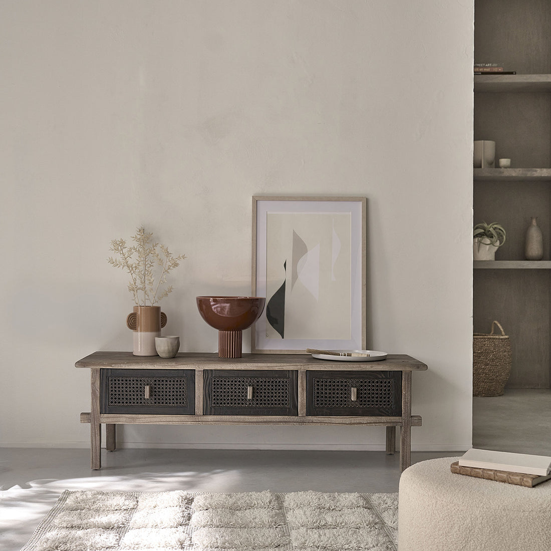 JUNKO - Mobile porta TV in legno massello riciclato da 145 cm